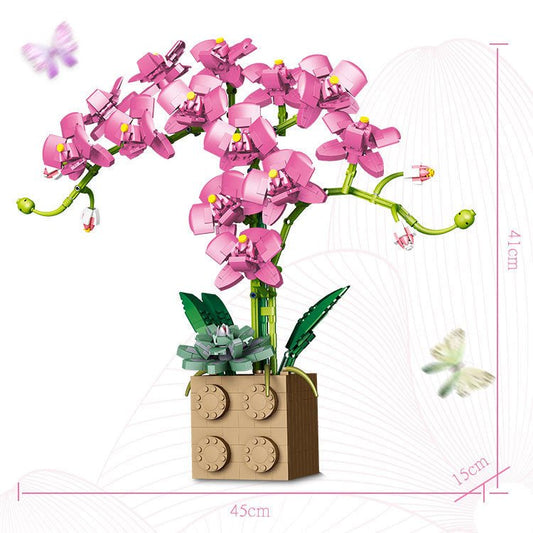 Building Blocks Phalaenopsis Potted Bonsai Bouquet Building Block Ornaments - 0 - LumeraKids