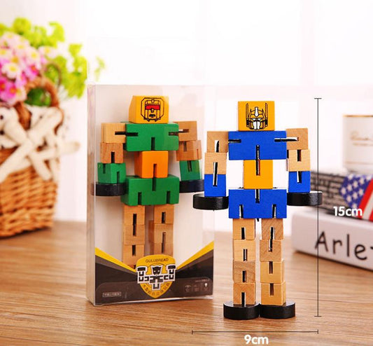 Robot en bois puzzle 3D à assembler – Jouet éducatif créatif | 4 couleurs | Enfants - 0 - LumeraKids