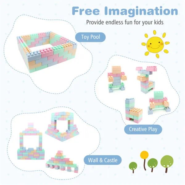 64 PCS Building Blocks Set For Toddlers 18+ Months, BPA-Free PP Educational Construction Toys - 0 - LumeraKids