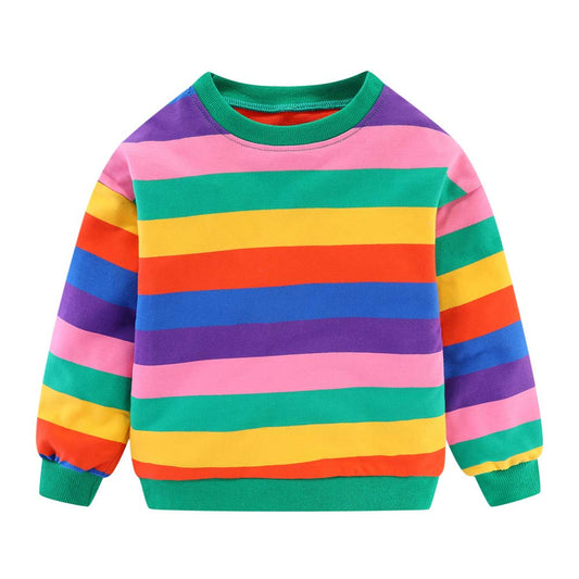 Sweat Col Rond Filles | 100% Coton | Motifs Colorés & Rayures - LumeraKids