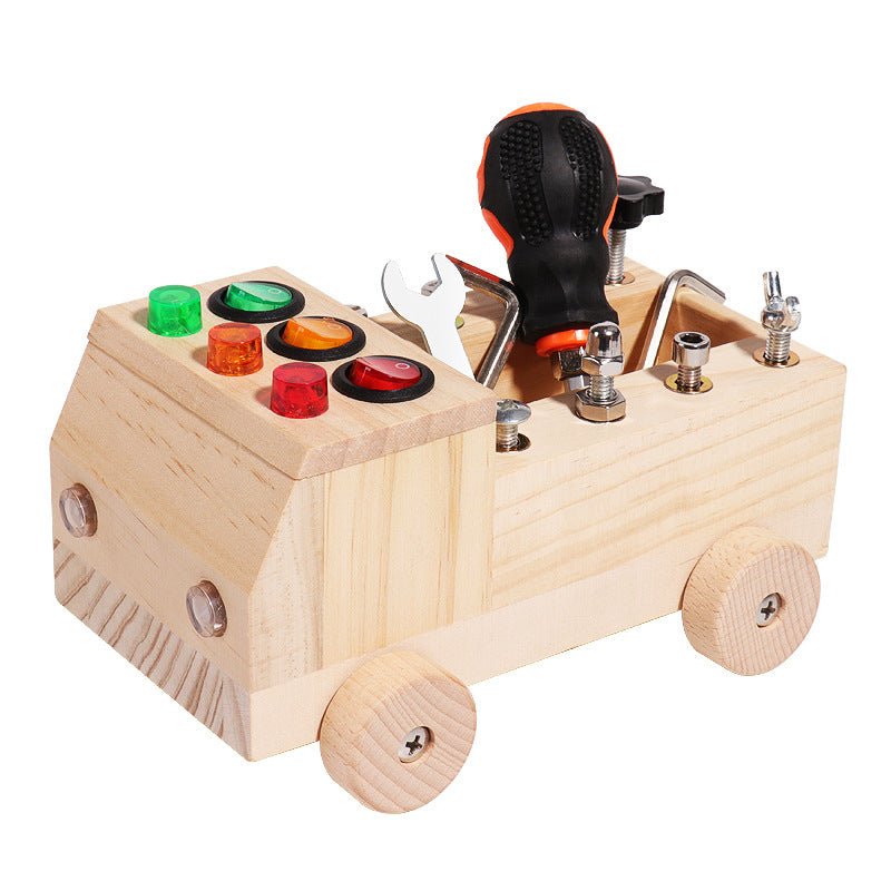 Voiture éducative en bois avec vis et interrupteurs – Jouet Montessori lumineux | Enfants 4-6 ans - 0 - LumeraKids