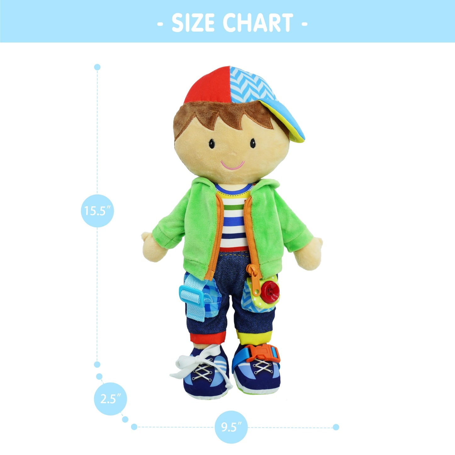 Poupée Éducative Dressy Friends – Prénom Personnalisable | Montessori Apprendre à S'habiller | Cadeau Filles & Garçons 2 ans+