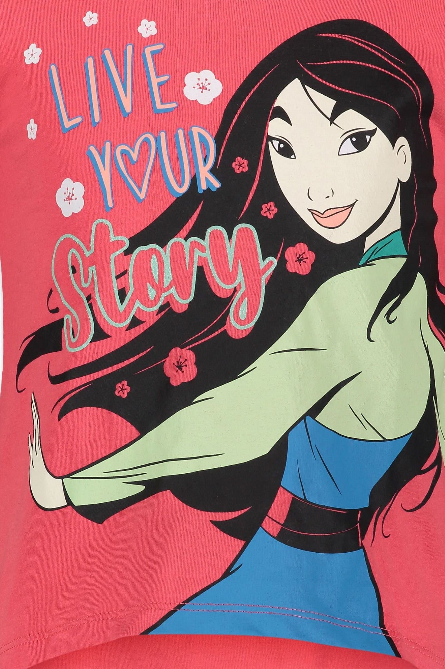 Pack 4 T-Shirts Manches Courtes Disney Princesses | 100% Coton | Imprimé Pailleté