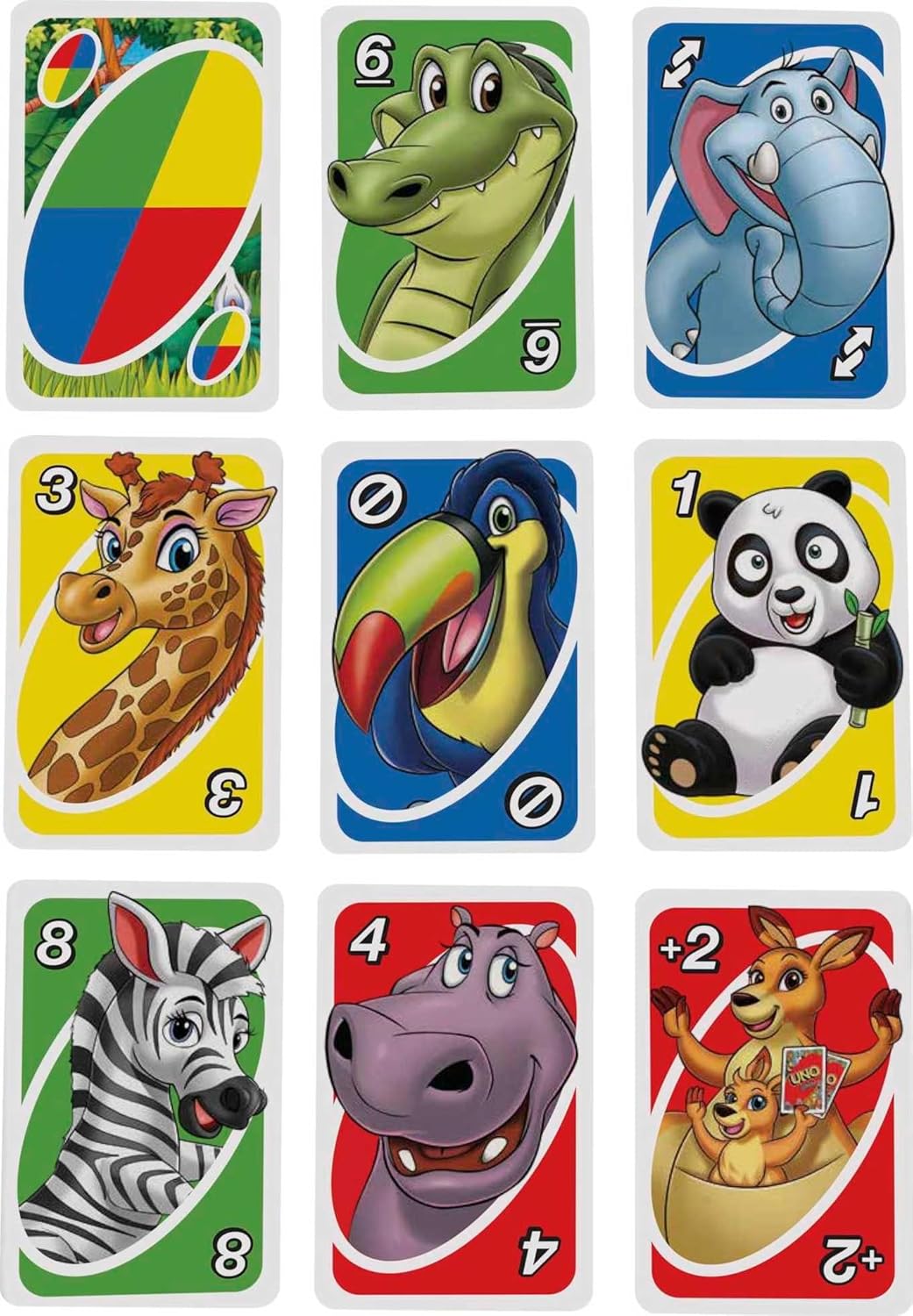 Mattel Games UNO Junior — 45 Cartes, Animaux du Zoo, 3 Niveaux de Jeu | Dès 3 Ans