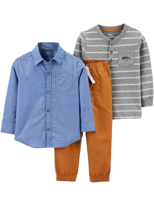 Ensemble 3 Pièces Garçon | 2 Hauts + Pantalon/Short | 100% Coton | 12 mois à 5T - LumeraKids