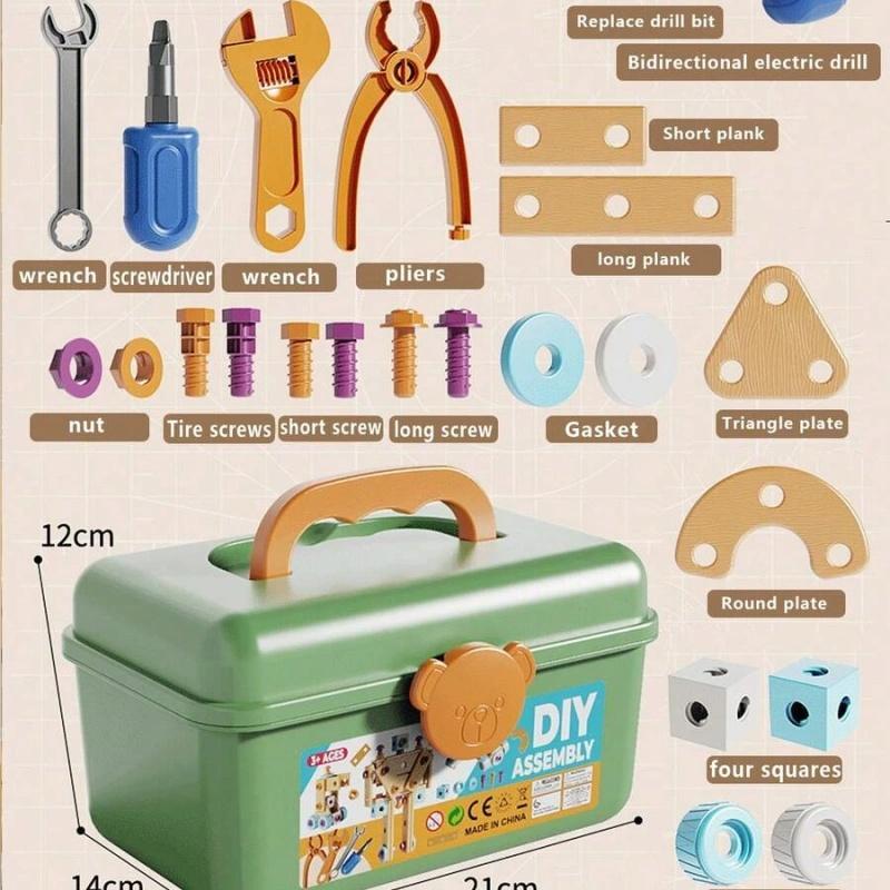126-Piece Creative Wooden Construction & Tool Set Early Education Pretend Play Toy - 0 - LumeraKids
