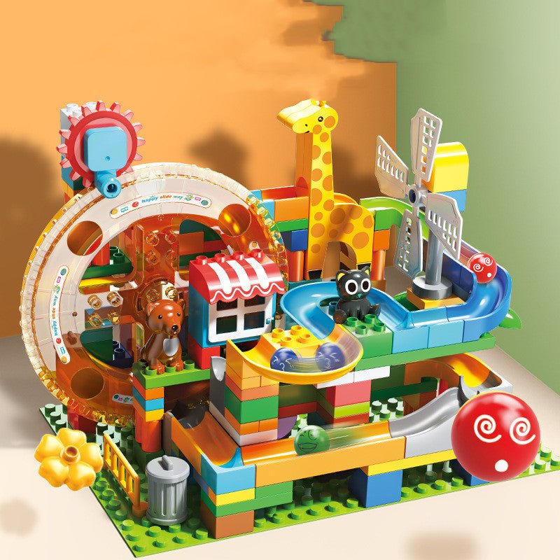 Rotating Disc Windmill Slide Ball Game Assembling Educational Toy Building Block - 0 - LumeraKids