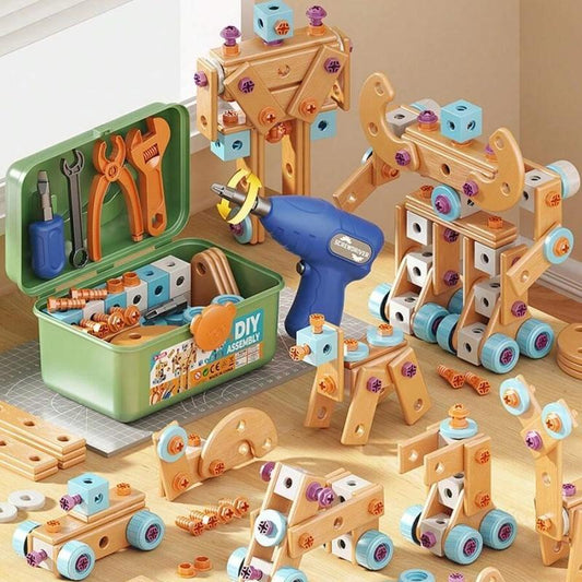 126-Piece Creative Wooden Construction & Tool Set Early Education Pretend Play Toy - 0 - LumeraKids