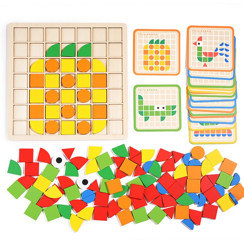 Wooden Children Mosaic 3d Building Blocks 3d Puzzle Model - 0 - LumeraKids