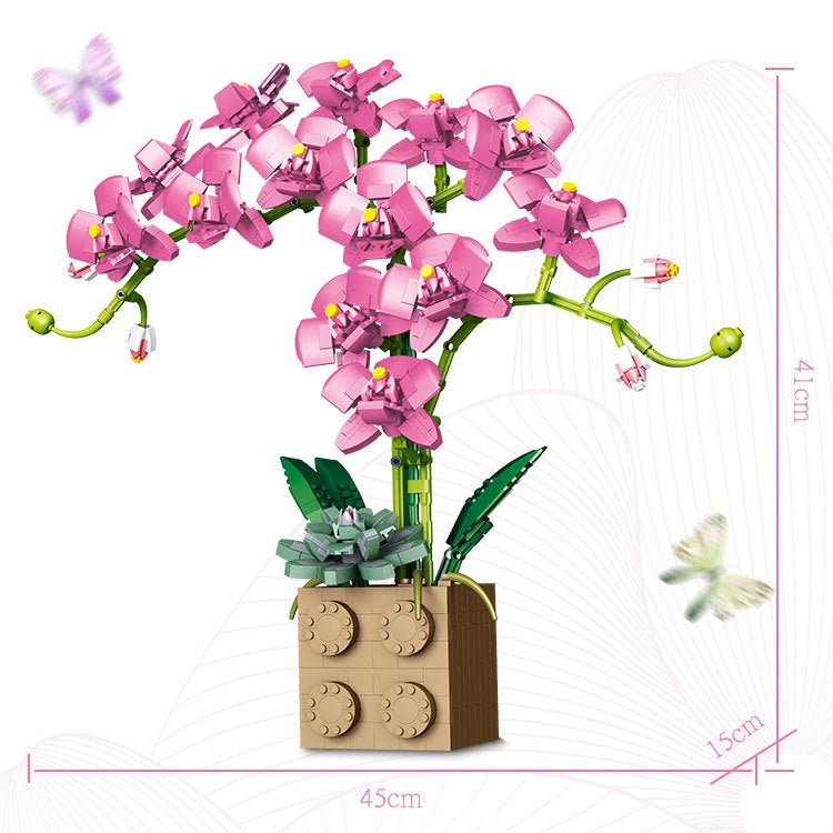 Building Blocks Phalaenopsis Potted Bonsai Bouquet Building Block Ornaments - 0 - LumeraKids