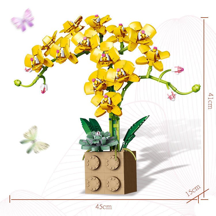 Building Blocks Phalaenopsis Potted Bonsai Bouquet Building Block Ornaments - 0 - LumeraKids
