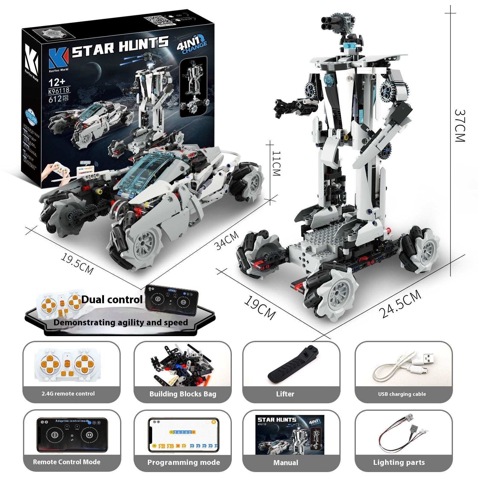 Programming Robot Electric Building Blocks Remote Control Car Toys - 0 - LumeraKids