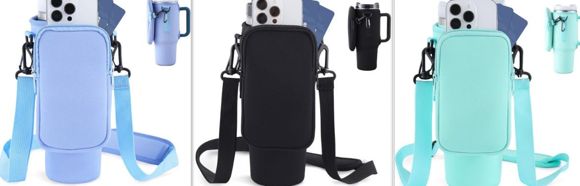 Slok Water Bottle Carrier Bag, Compatible With 40oz Tumbler With Handle, Modern Water Bottle Holder With Simple Adjustable Strap For Outdoor Walking Hiking Travelling Sports-Blue Purple - 0 - LumeraKids