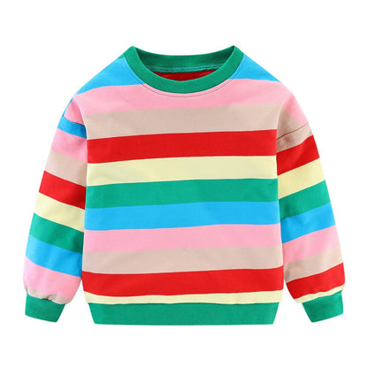 Sweat Col Rond Filles | 100% Coton | Motifs Colorés & Rayures