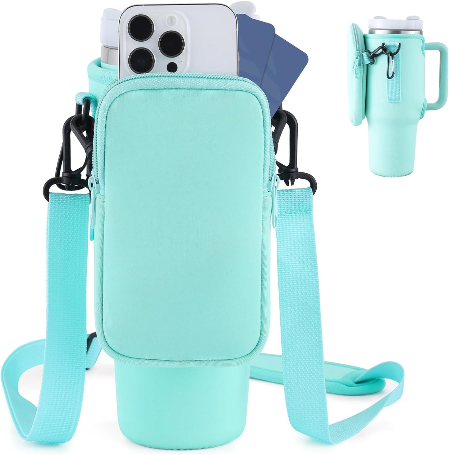 Slok Water Bottle Carrier Bag, Compatible With 40oz Tumbler With Handle, Modern Water Bottle Holder With Simple Adjustable Strap For Outdoor Walking Hiking Travelling Sports-Blue Purple - 0 - LumeraKids