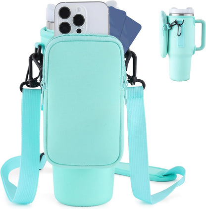 Slok Water Bottle Carrier Bag, Compatible With 40oz Tumbler With Handle, Modern Water Bottle Holder With Simple Adjustable Strap For Outdoor Walking Hiking Travelling Sports-Blue Purple - 0 - LumeraKids