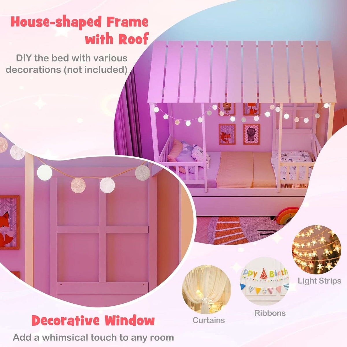 Twin House Bed With Trundle Montessori Inspired Design White - Bed - LumeraKids