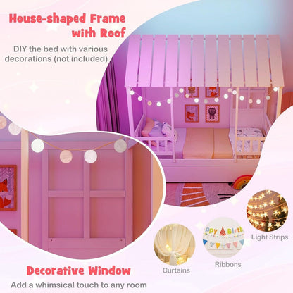 Twin House Bed With Trundle Montessori Inspired Design White - Bed - LumeraKids