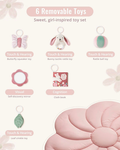 Tapis d'Éveil Bébé Feuille Géante — 6 Jouets Détachables | Blissful Diary - LumeraKids