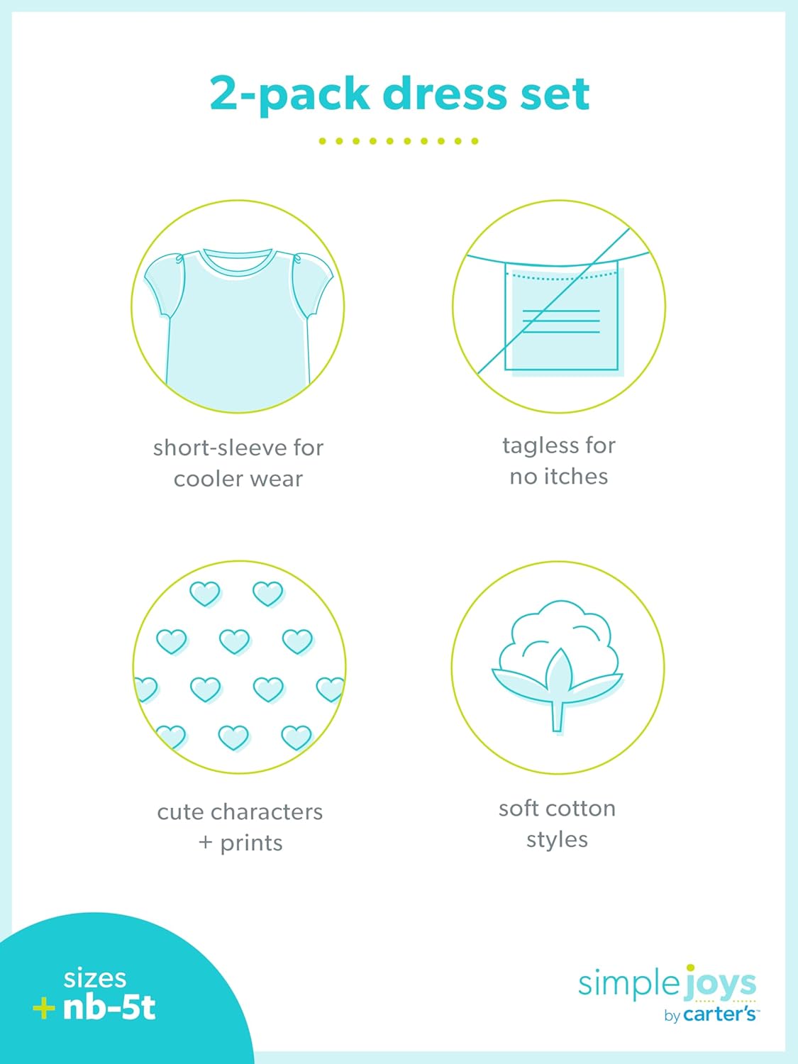 Lot de 2 Robes Filles – Simple Joys by Carter's | 100% Coton