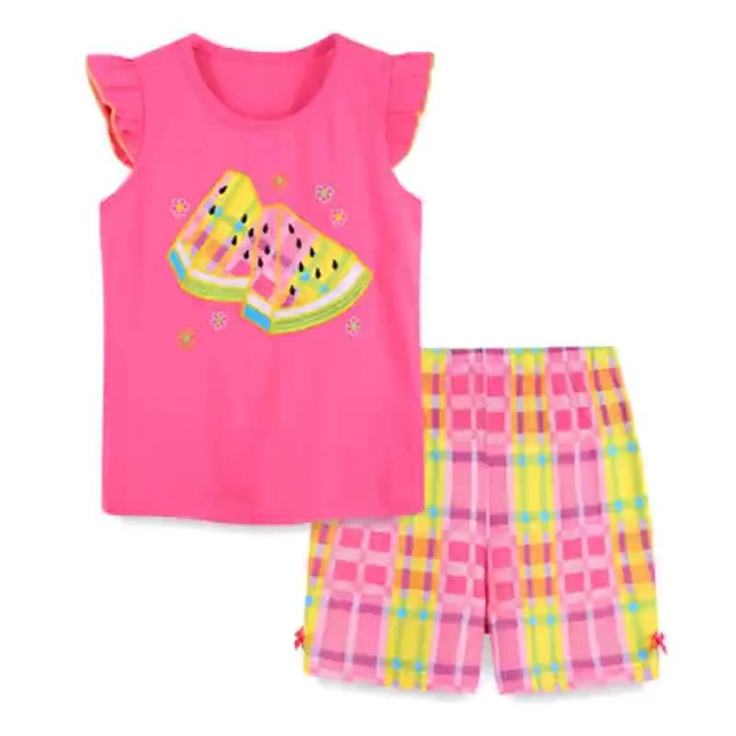 Ensemble 2 Pièces Fille Été | T-Shirt Sans Manches + Short | 100% Coton | 18 mois à 7 ans
