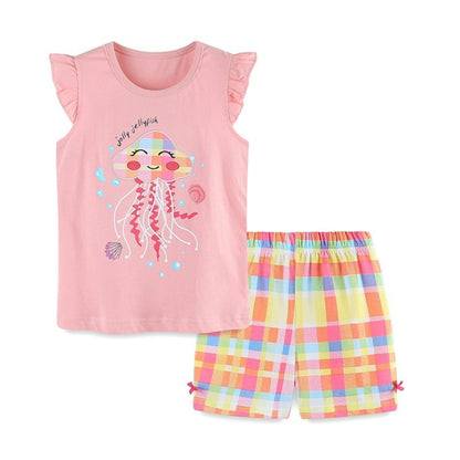 Ensemble 2 Pièces Fille Été | T-Shirt Sans Manches + Short | 100% Coton | 18 mois à 7 ans