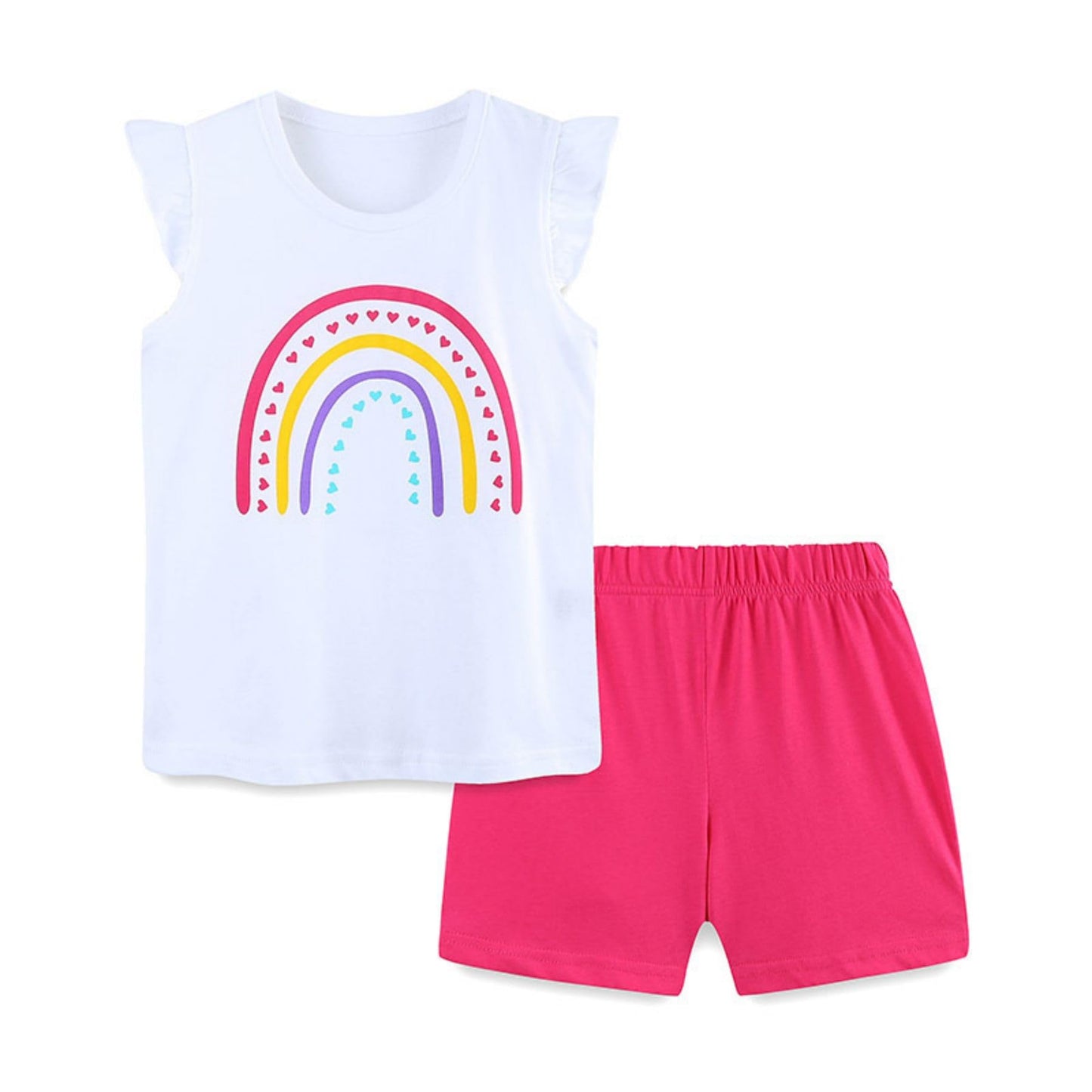 Ensemble 2 Pièces Fille Été | T-Shirt Sans Manches + Short | 100% Coton | 18 mois à 7 ans