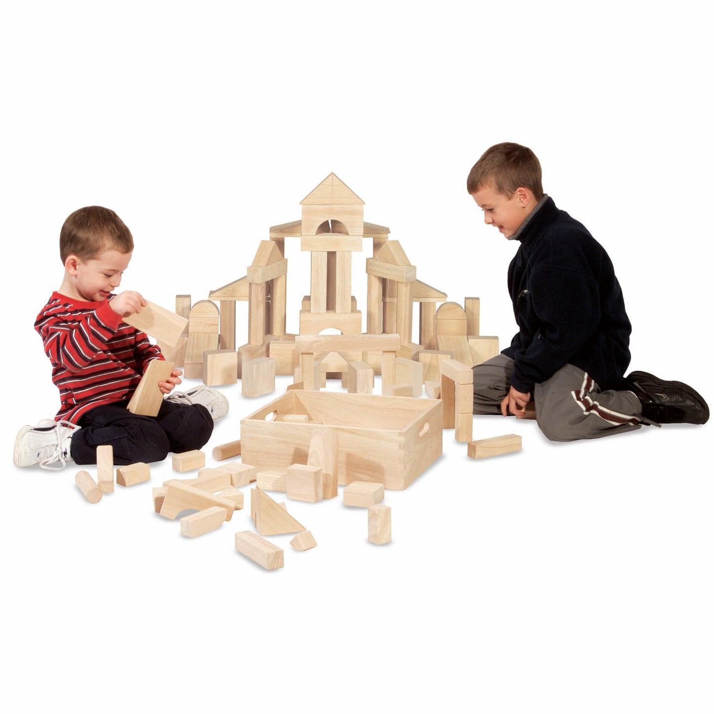 Melissa & Doug – Blocs de construction en bois (60 pièces) avec bac de rangement - LumeraKids
