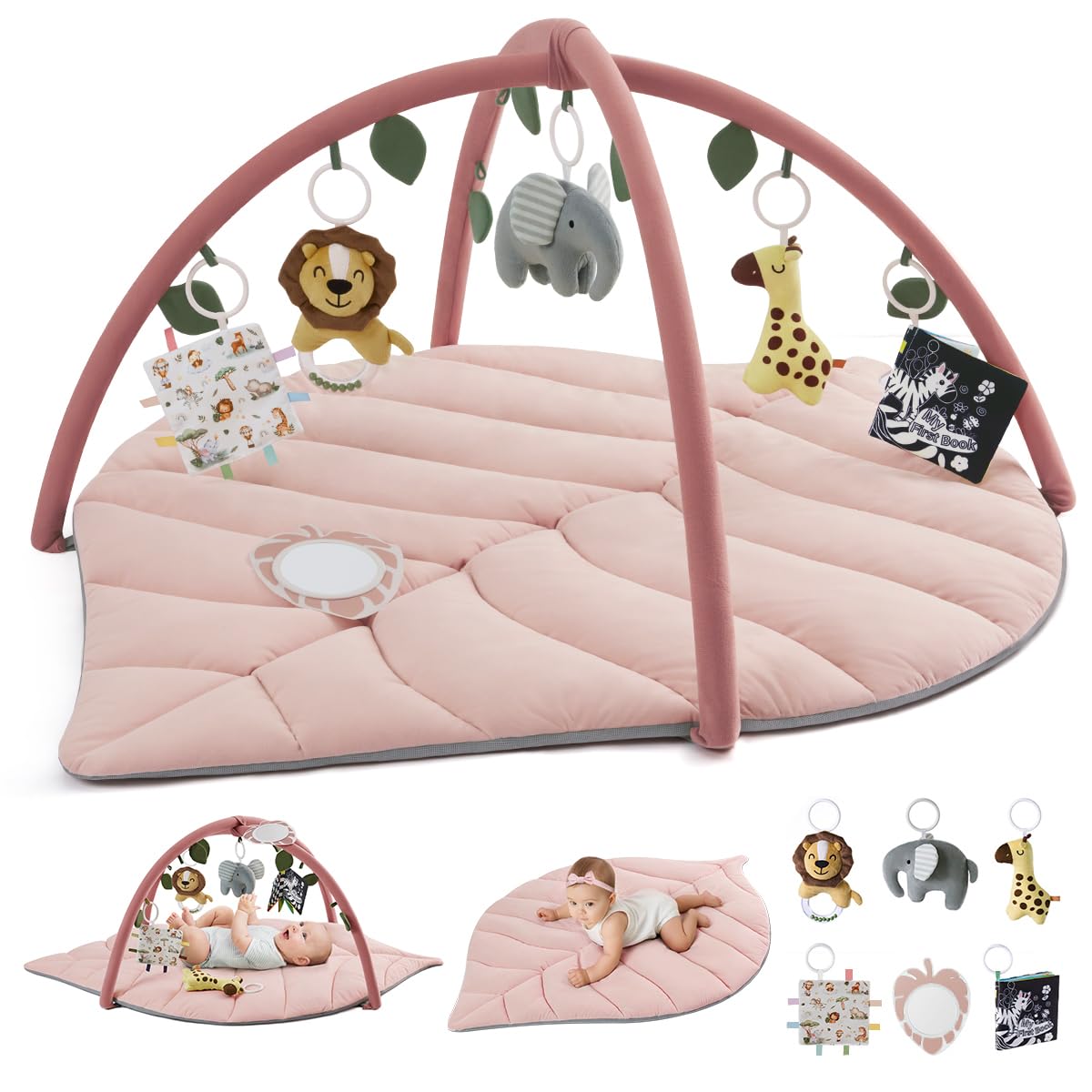 Tapis d'Éveil Bébé Feuille Géante — 6 Jouets Détachables | Blissful Diary - LumeraKids