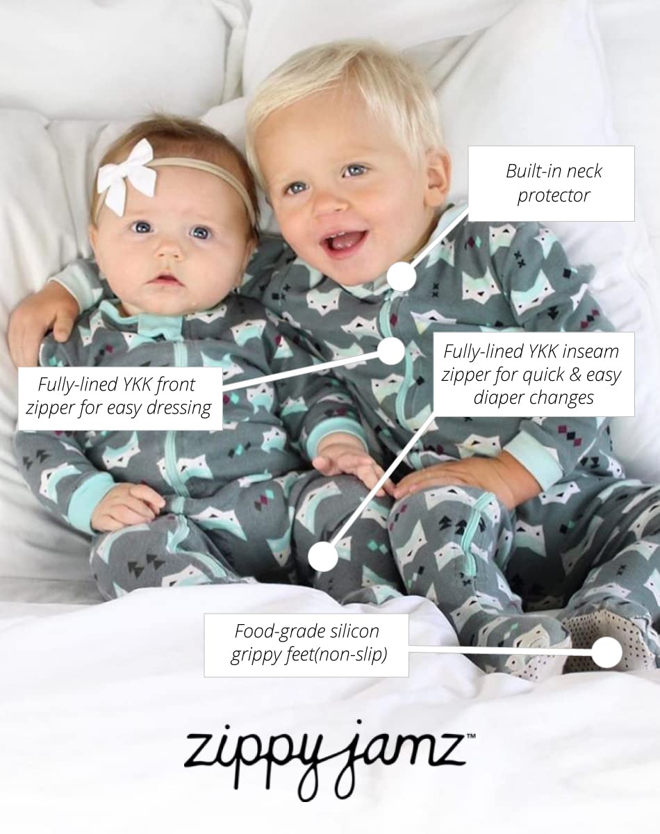 Pyjama Bébé ZippyJamz – Coton Bio GOTS | Double Fermeture Éclair