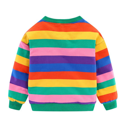 Sweat Col Rond Filles | 100% Coton | Motifs Colorés & Rayures