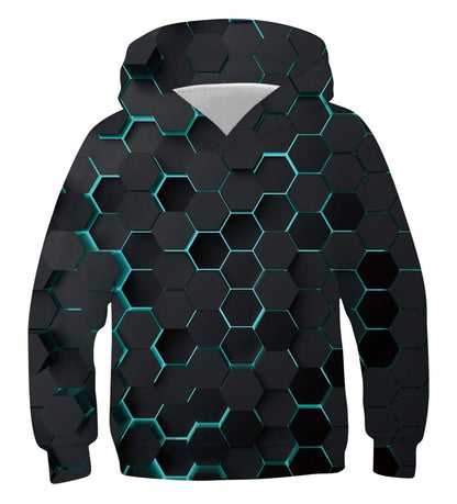 Idgreatim Hoodie 3D Graphique Enfant — Imprimé Animaux & Motifs, 88% Polyester | 6-16 Ans