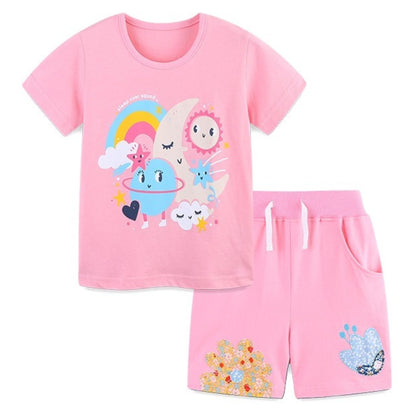 Ensemble 2 Pièces Fille Été | T-Shirt Sans Manches + Short | 100% Coton | 18 mois à 7 ans