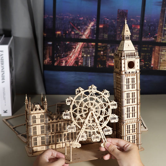 Sales Are Prohibited On The TEMU And SHEIN -MUSIC PARK 3D Wooden Puzzle Big Ben Model Kits Desktop Clock DIY Building Blocks Creative Gift Home Decor For Family Unique Christmas Gift - 0 - LumeraKids