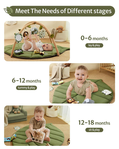 Tapis d'Éveil Bébé Feuille Géante — 6 Jouets Détachables | Blissful Diary - LumeraKids
