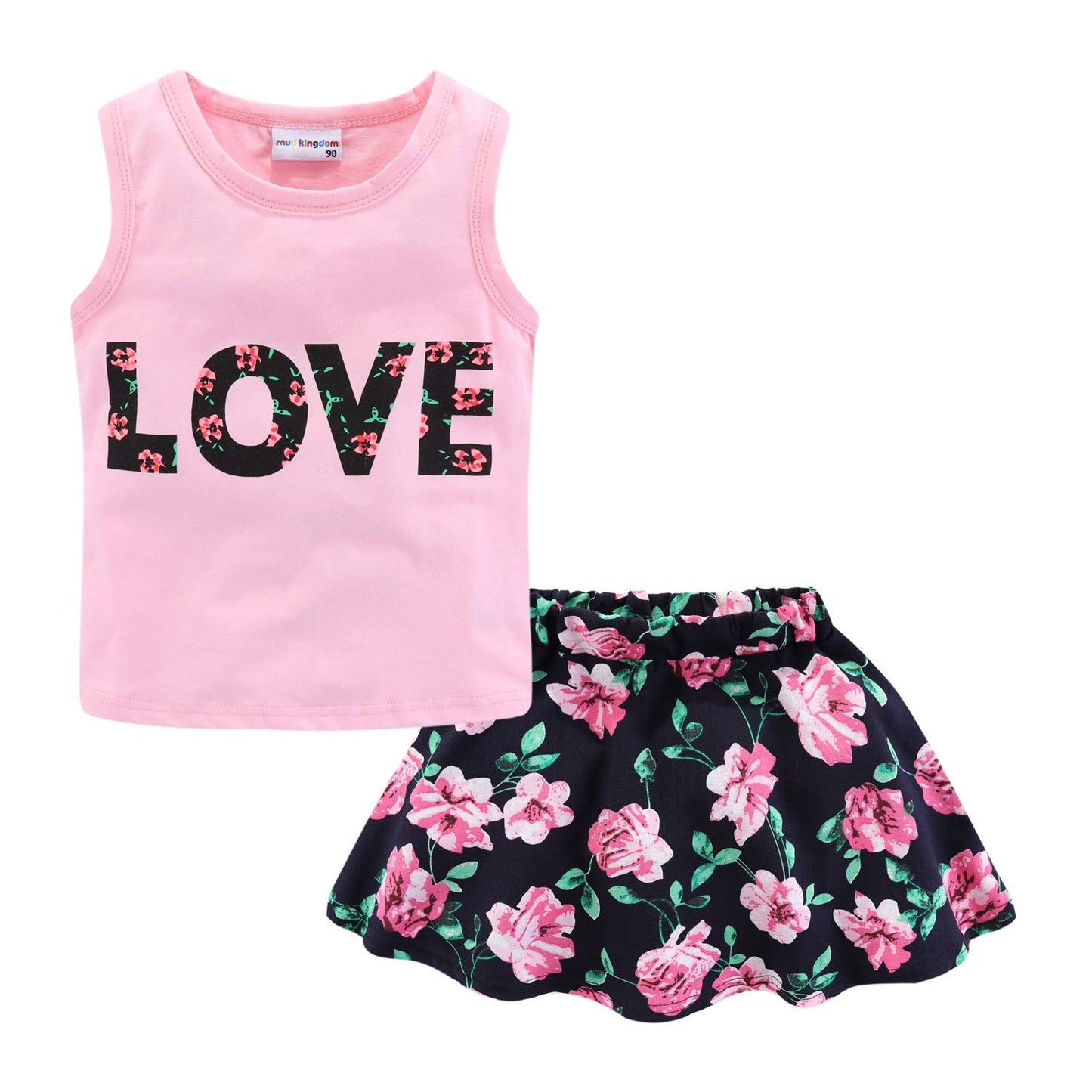 Ensemble 2 Pièces Fille | Haut + Short | Col Dentelle Floral | Coton | 12 mois à 10 ans