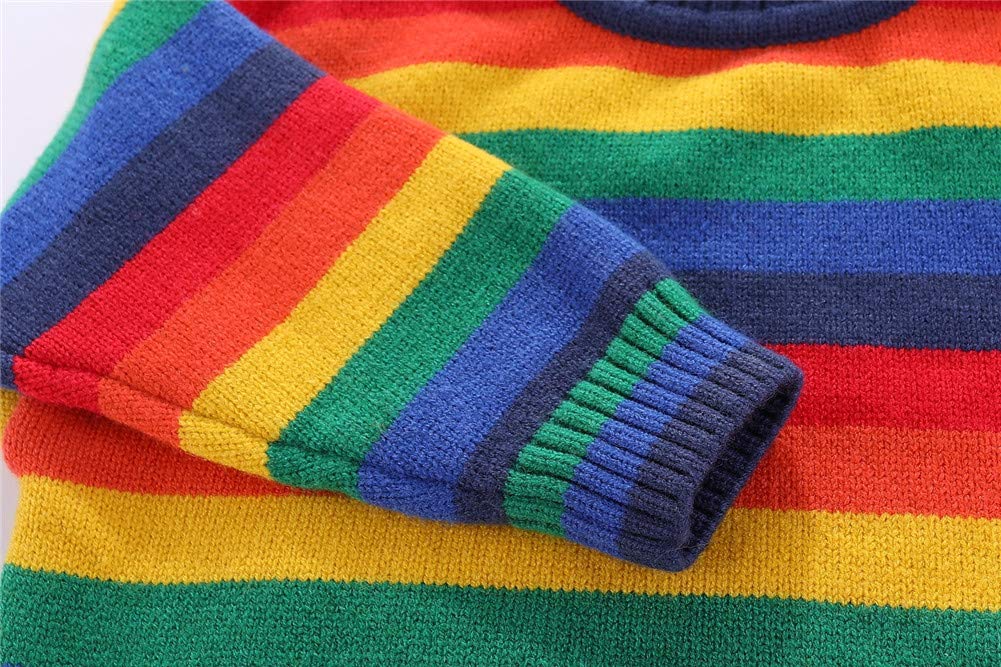 Chandail Tricoté Arc-en-Ciel Enfant | Col Rond | Rayures Colorées