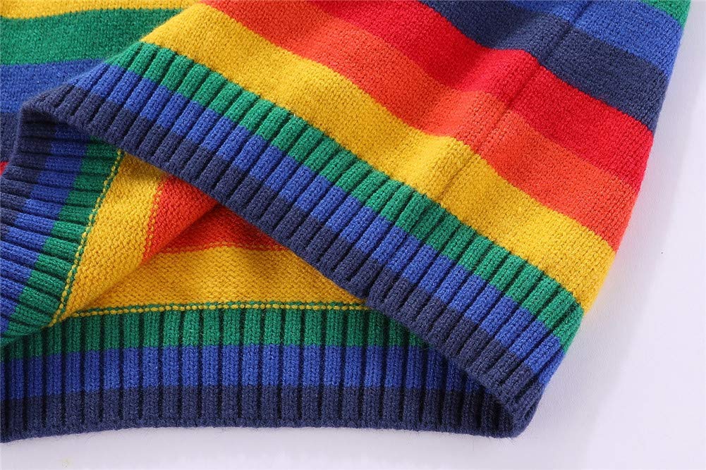 Chandail Tricoté Arc-en-Ciel Enfant | Col Rond | Rayures Colorées