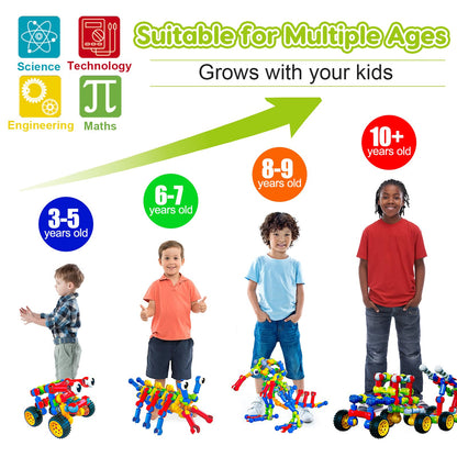 Jeu de construction STEM Qirptey – 125 pièces | Blocs éducatifs pour enfants 3-8 ans | Cadeau créatif