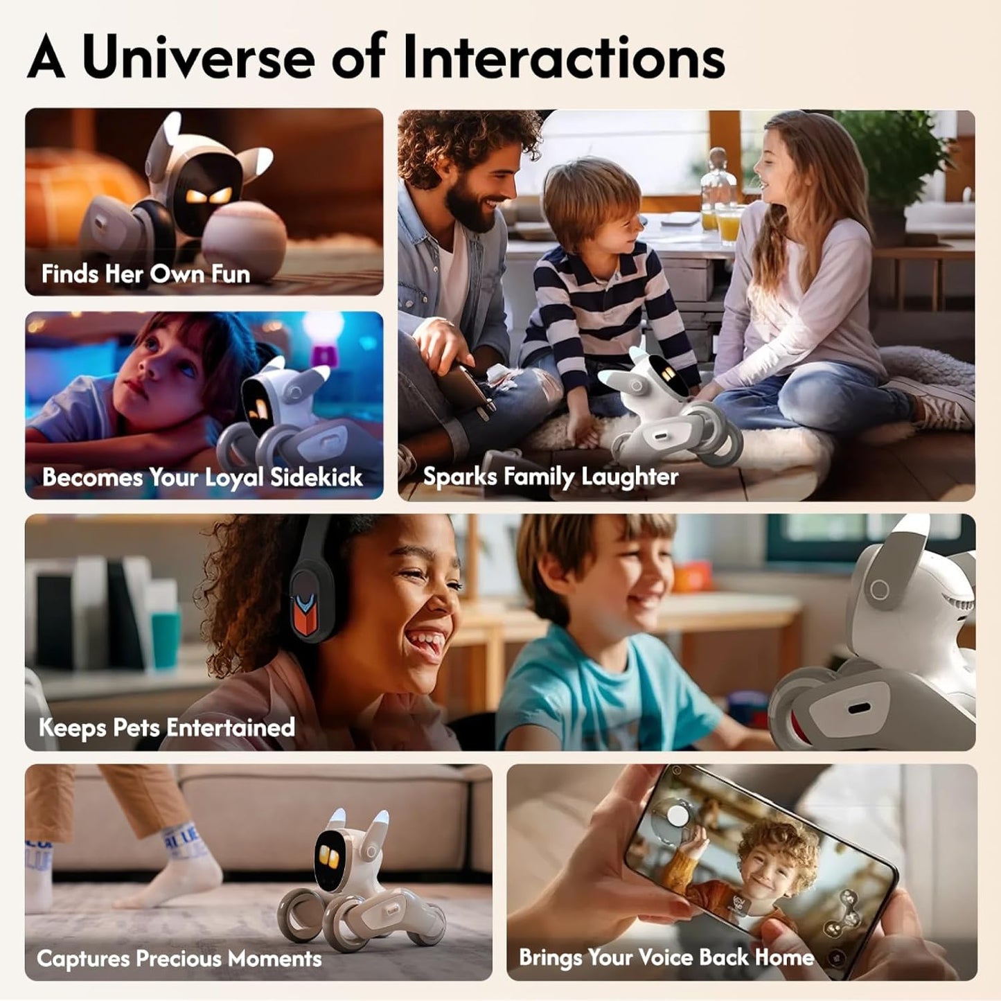 Loona V28 : Robot Animal de Compagnie Intelligent avec IA – Commande Vocale, Reconnaissance des Gestes & Interaction en Temps Réel pour Enfants – Avec Station de Recharge