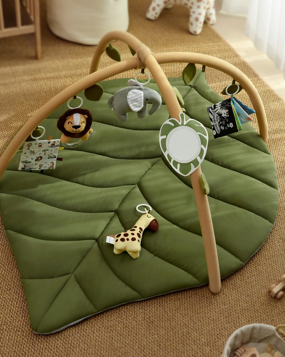 Tapis d'Éveil Bébé Feuille Géante — 6 Jouets Détachables | Blissful Diary - LumeraKids