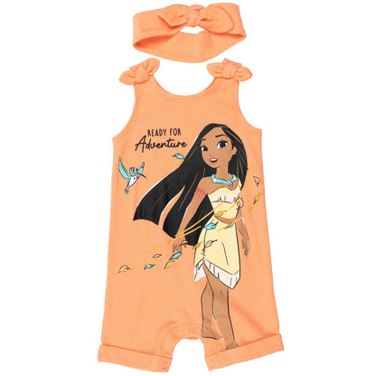 Barboteuse Princesses Disney avec Bandeau | Imprimé Pailleté | Nouveau-né à 5T