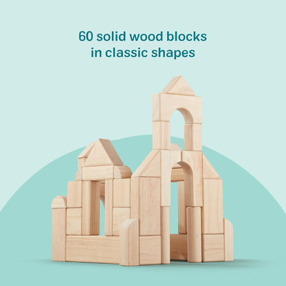 Melissa & Doug – Blocs de construction en bois (60 pièces) avec bac de rangement - LumeraKids