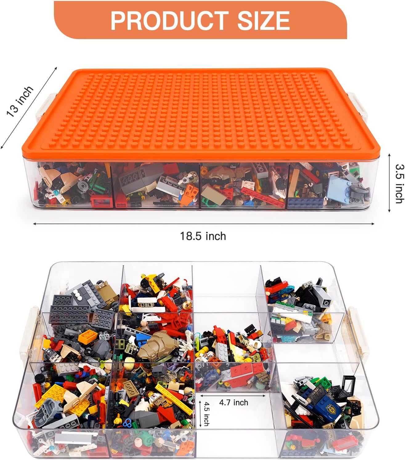 Organisateur de briques de construction transparent – 12 compartiments empilables - LumeraKids