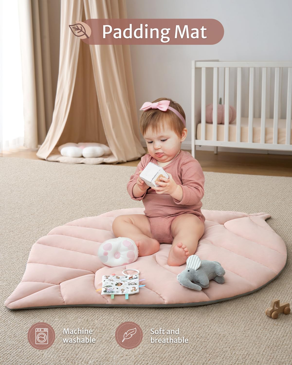 Tapis d'Éveil Bébé Feuille Géante — 6 Jouets Détachables | Blissful Diary - LumeraKids