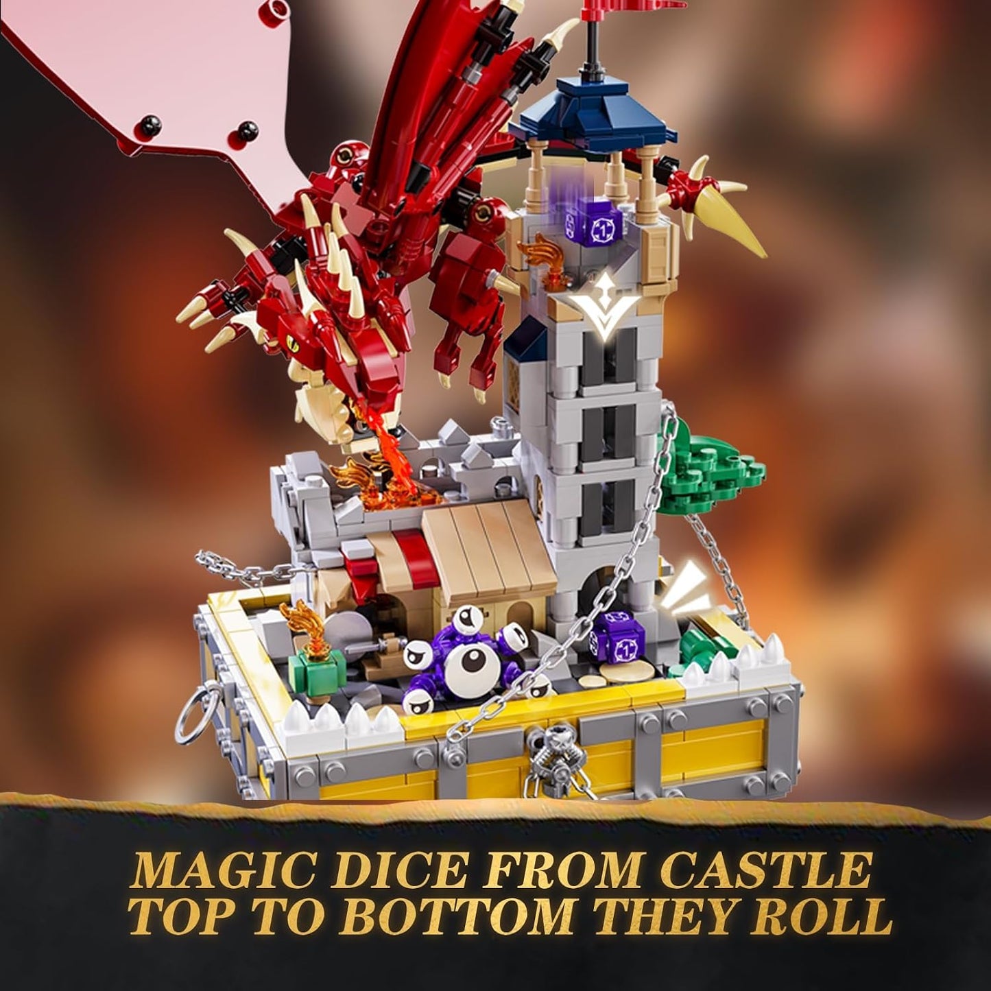Château du Dragon Rouge – Set de Construction Compatible 927 Pièces - LumeraKids