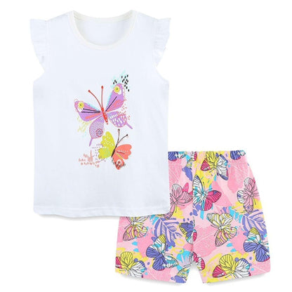 Ensemble 2 Pièces Fille Été | T-Shirt Sans Manches + Short | 100% Coton | 18 mois à 7 ans