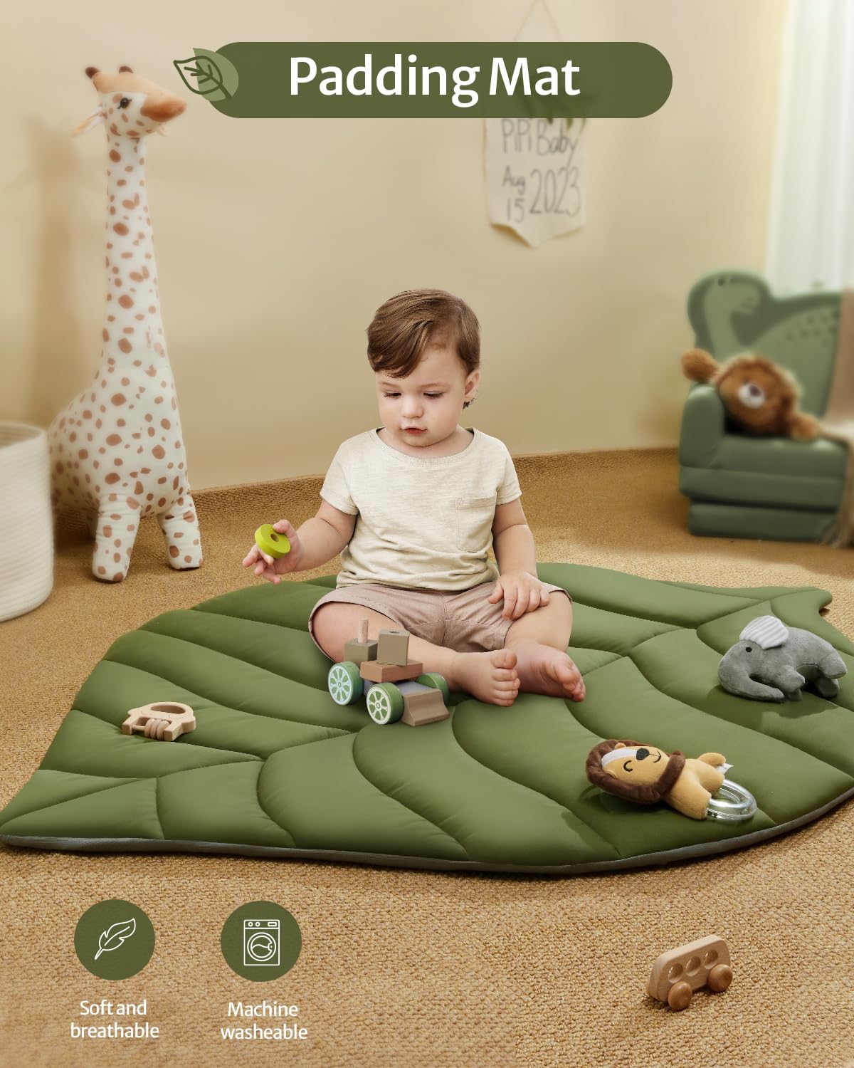 Tapis d'Éveil Bébé Feuille Géante — 6 Jouets Détachables | Blissful Diary - LumeraKids
