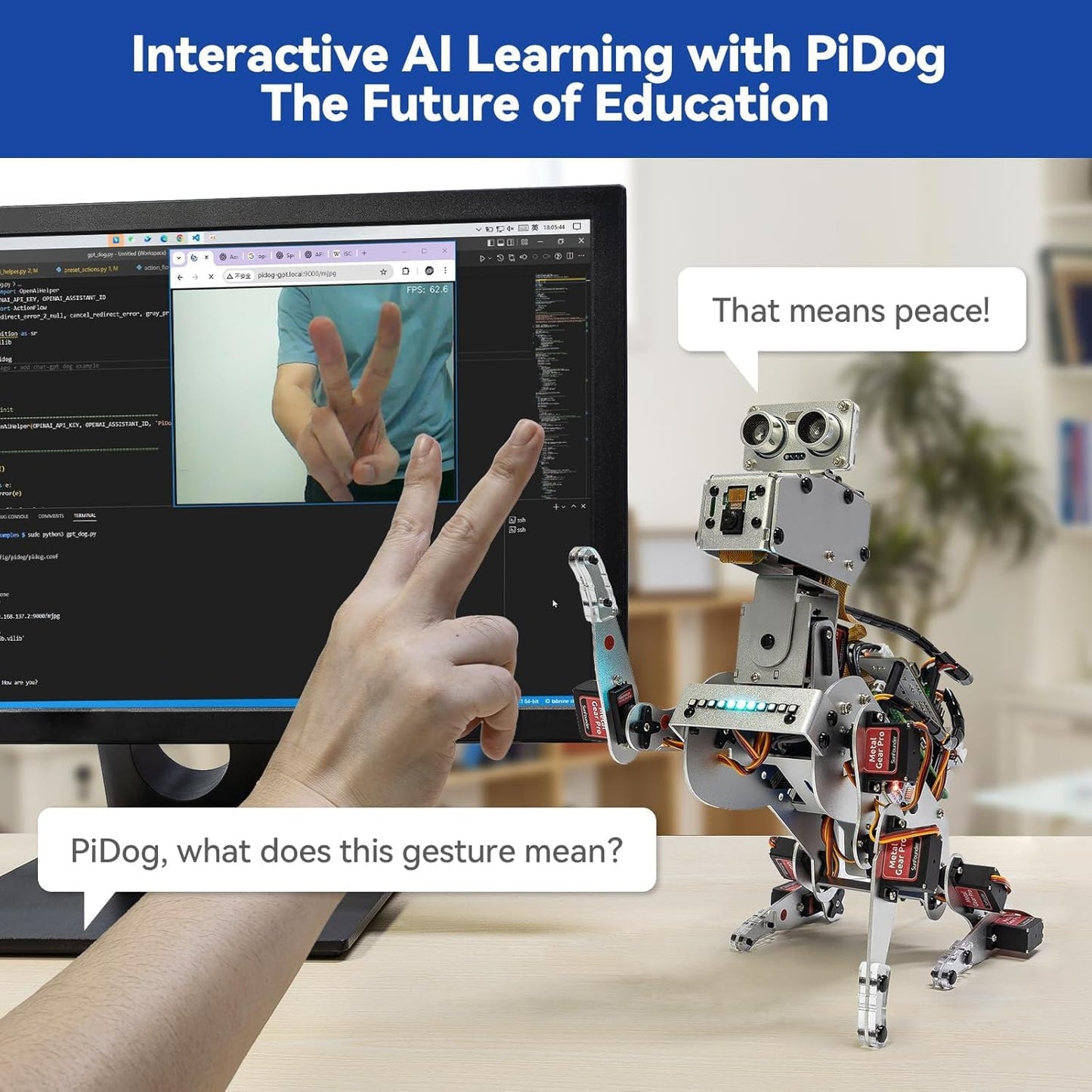 SunFounder PiDog – Kit robot chien IA pour Raspberry Pi (ChatGPT, Python, caméra)