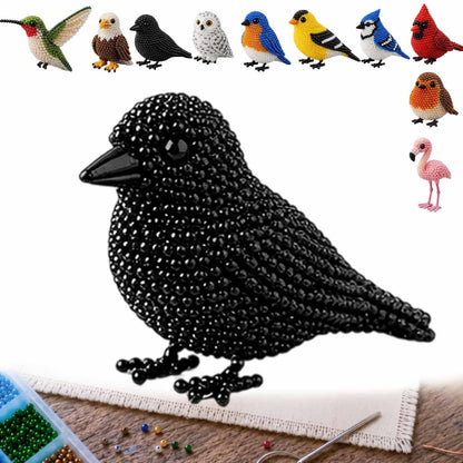 Kit DIY Oiseaux en perles 3D – Broderie artisanale pour adultes et débutants